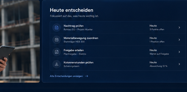 Kernlogik Beispielansicht für Nachtragsprüfung und Nachweise